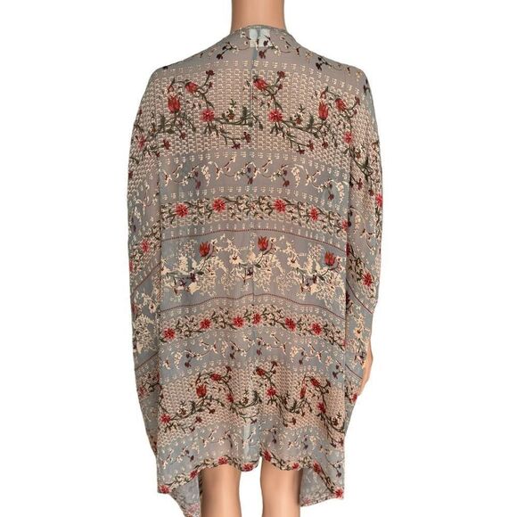 By Together Blouse Kimono Top Floral Open Front M/L - Picture 3 of 6
